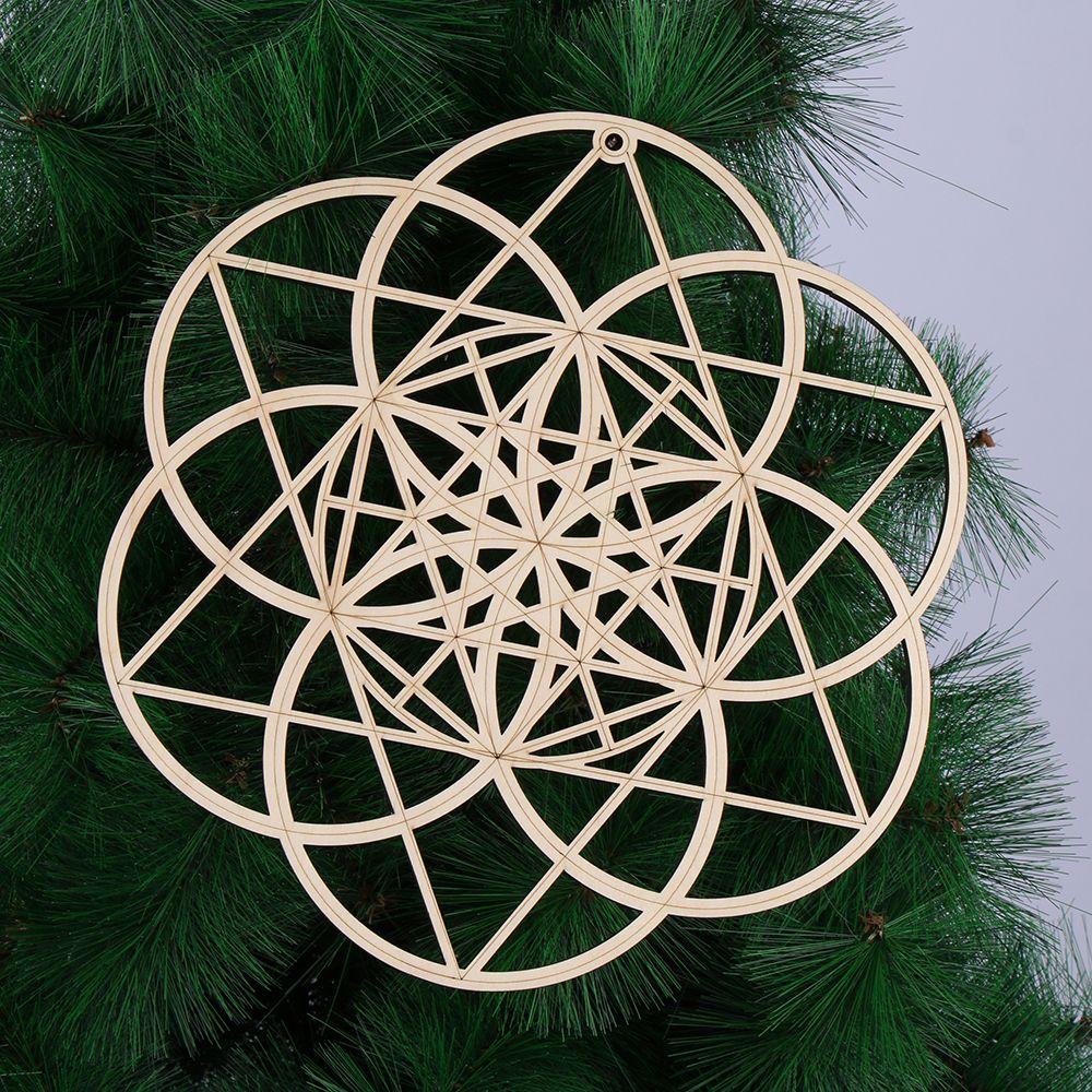 Wood Wall Art Home Decor Home Wall Decor Flower Of Life Energy Mat Slice Wood Base Wooden Wall Sign Flower of Life Shape