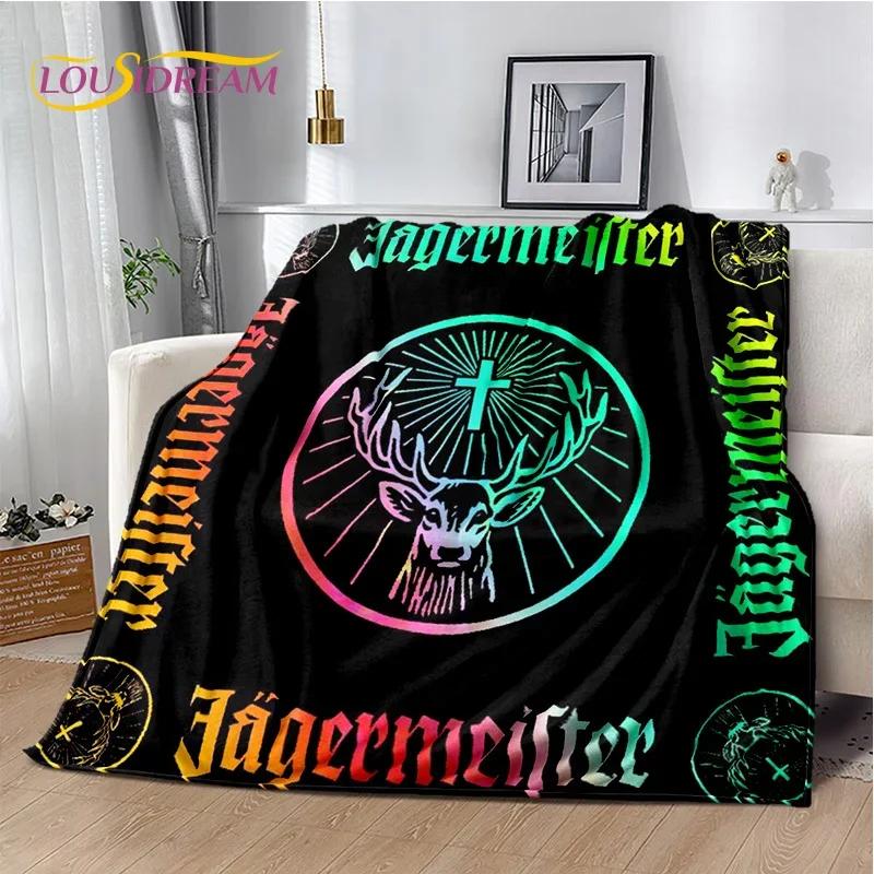 3D German Jaegermeister Logo Elk Soft Flannel Blanket for Beds Bedroom Sofa Picnic,Throw Blanket for Cover Outdoors Leisure Gift