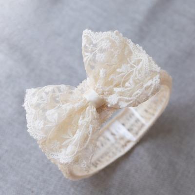 Cute Lace Embroidery Bow Headband For Princess Baby Girls Solid Bow Elasticity Hair Band Luxury Headwear Gifts