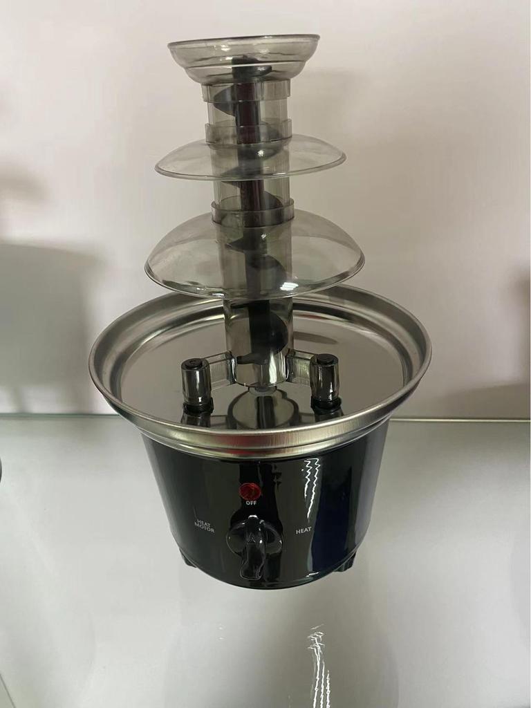 US Plug Stainless Steel Three-Tier Chocolate Fountain Mixer for Home & Parties