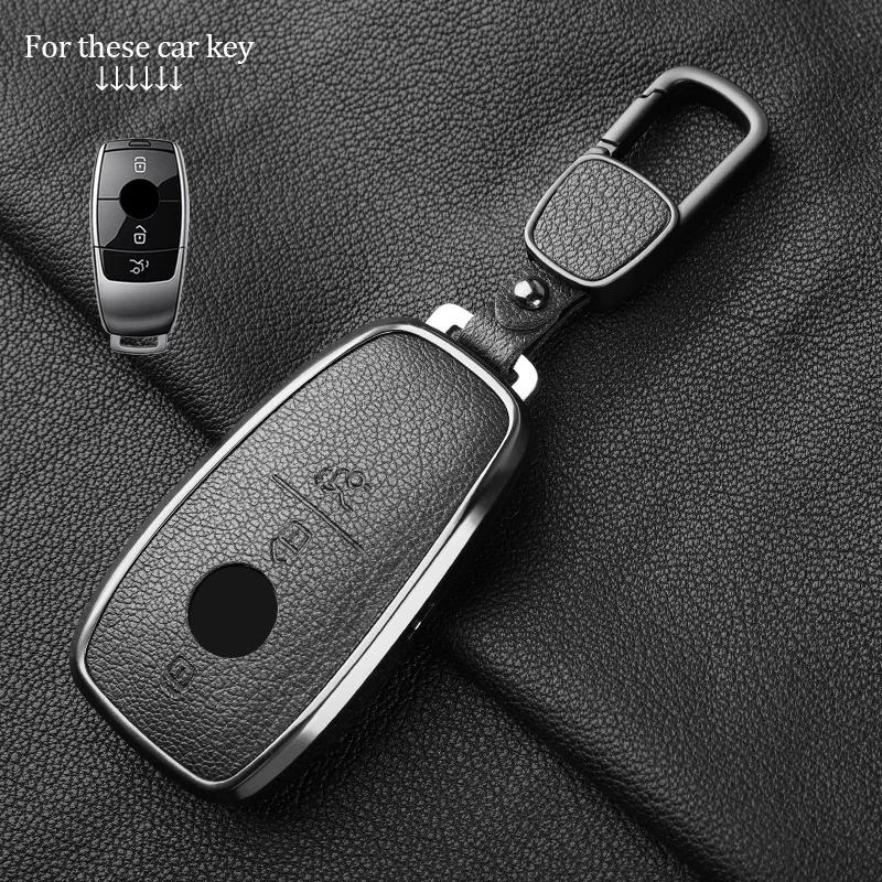 Metal And Leather Car Key Case Cover For Mercedes Benz W176 W177 W205 W206 W212 W213 W222 W223 W167 463 X166 A C E S G Cls Class