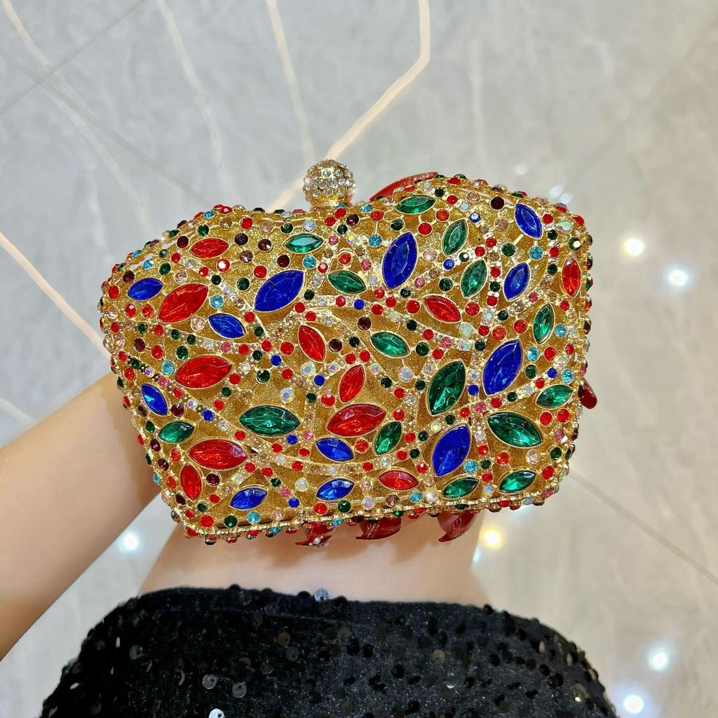 New Diamond-encrusted Dinner Bag, High-end Temperament Handbag, Banquet Light Luxury Messenger Bag, Hollow Clutch Bag
