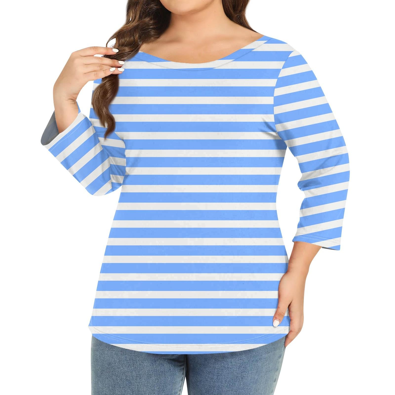 

Женский однотонный топ больших размеров с круглым вырезом и рукавами 3/4 XXXXXL