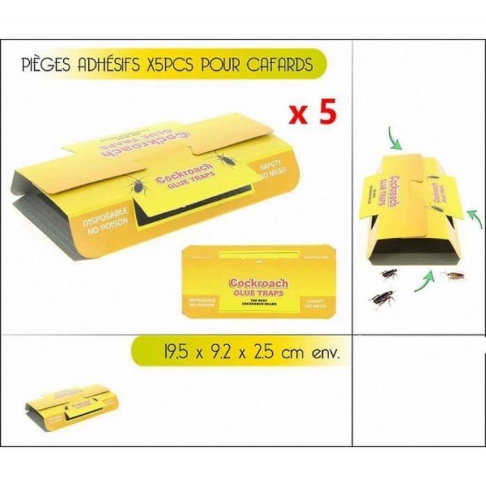 LOT DE 5 PIEGES ADHESIFS CAFARDS pièges naturels anti-cafards