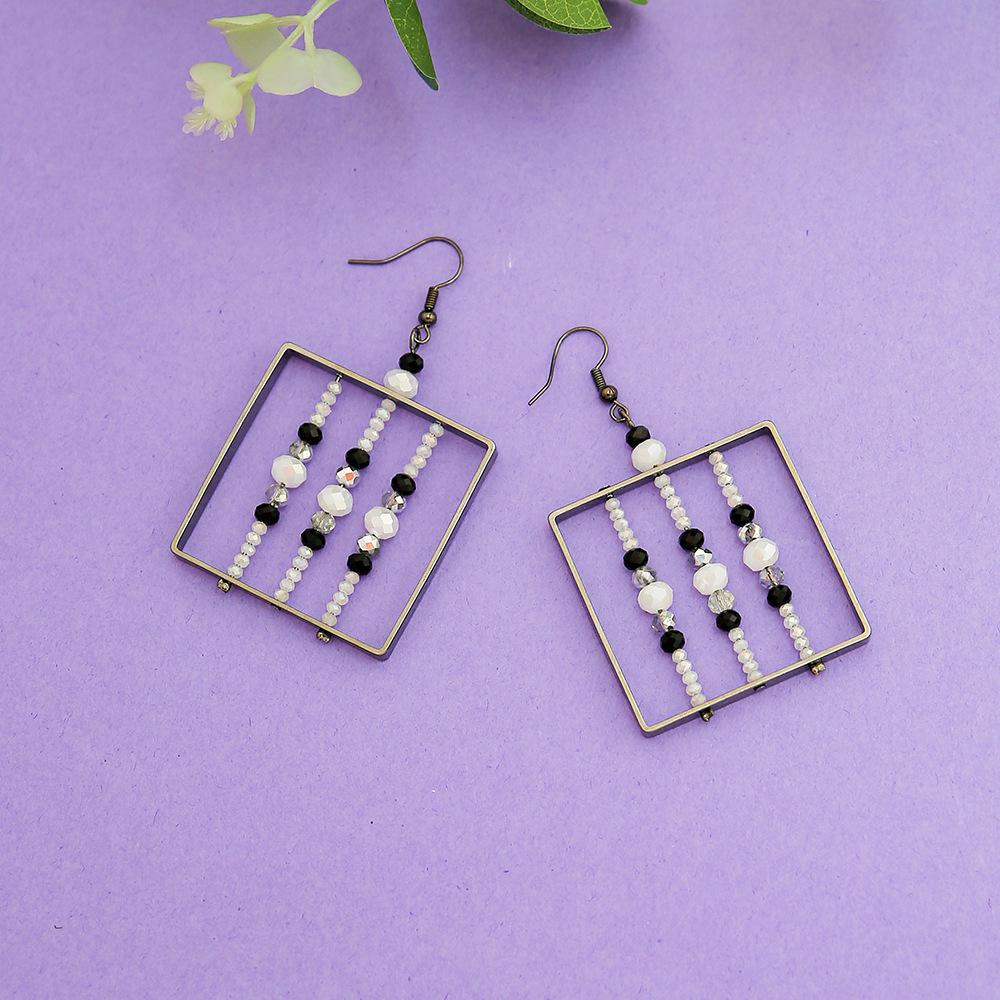 

Французский дизайн, серьги-квадраты из бисера из цветного стекла - Ручная работа для женщин