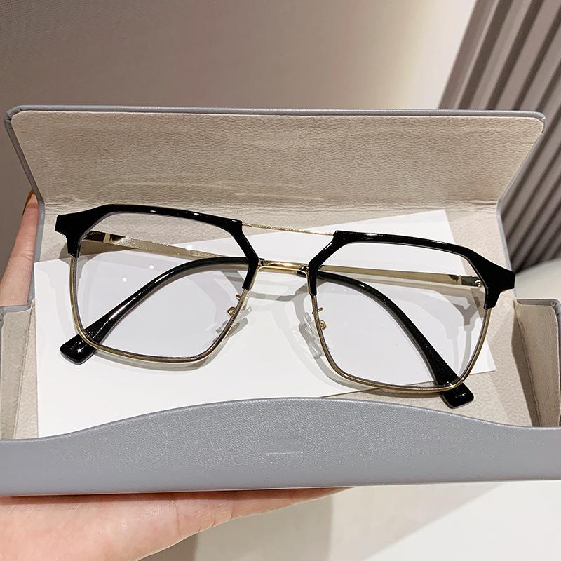 Trendy Men s Retro Anti-Blue Light Metal Double Beam Eyebrow Holder Myopia Glasses
