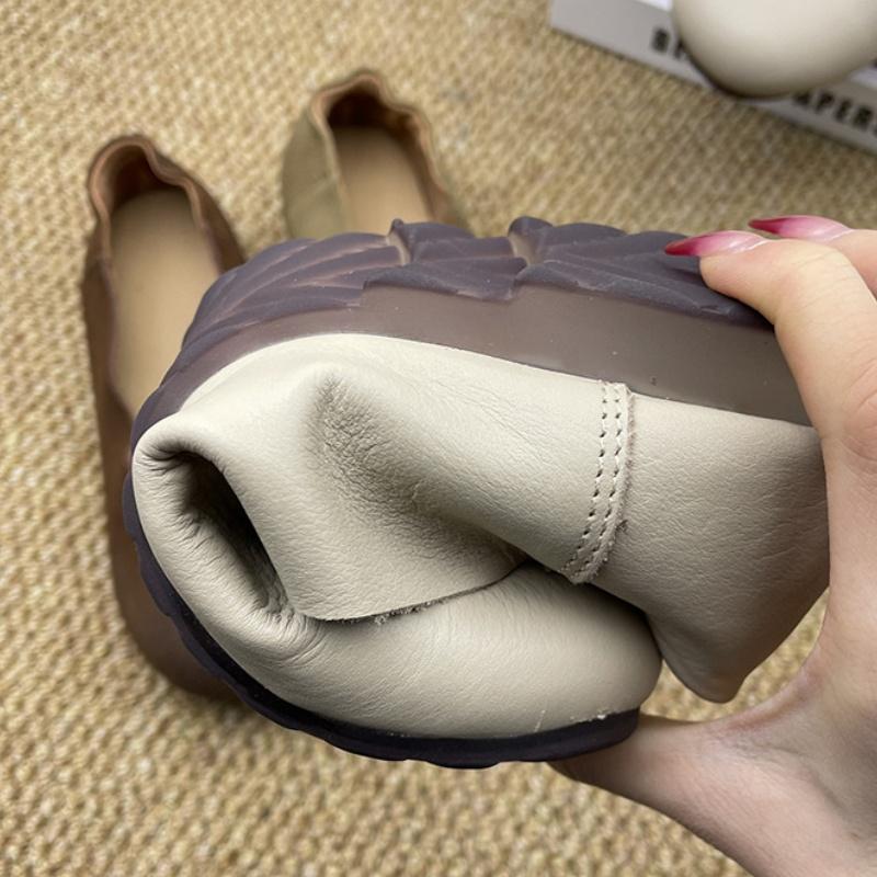 Fashion 2025 Fashion Flats Women's Square Toe Vintage Flats Soft Loafers Comfortable Leather Ballet Shoes for Female Dress Shoes Mujer