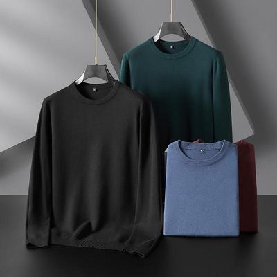 Men's Plus Size Round Neck Knit Sweater - 2025 Autumn/Winter Casual Long Sleeve