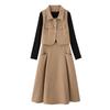 2025 Spring Fashionable Lapel Vest & Mid-Length Dress Set LU8958