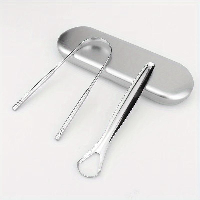 1/2Pcs Stainless Steel Tongue Scraper U-Shaped Metal Fresh Breath Cleaning Coated Oral Hygiene Care Tools