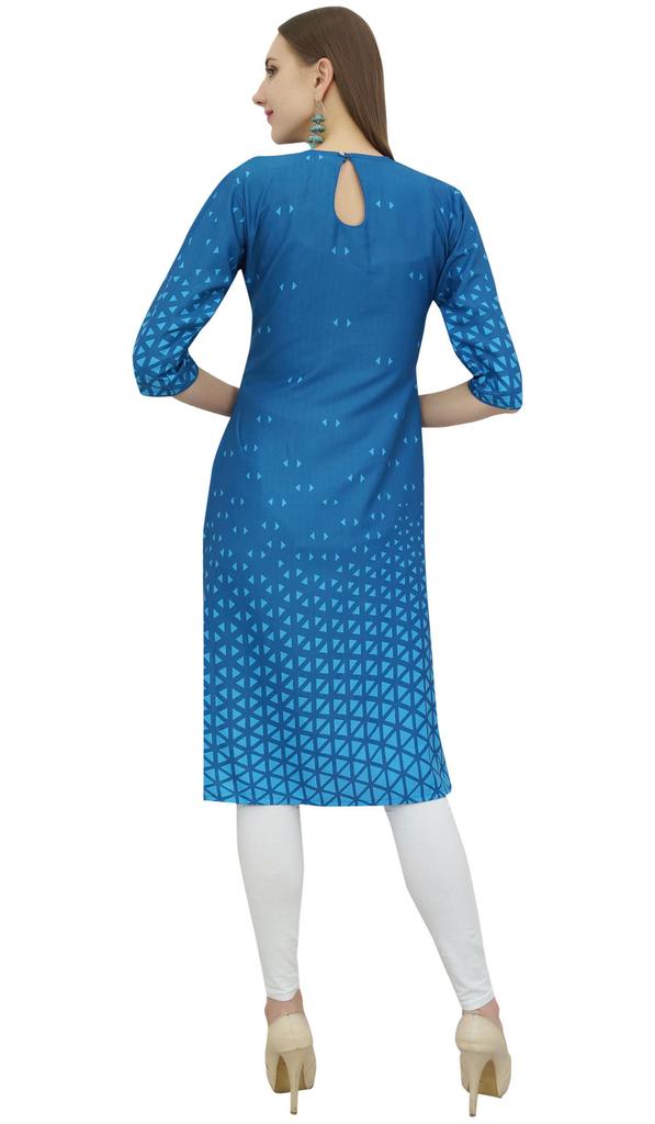 Bimba Kurta Indian Women's Digital Printed Designer Ethnic Kurti Blue