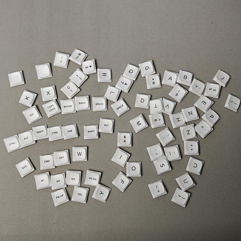 70Key Chocfox CFX Ultra Thin PBT Keycaps, Black White Transparent, Suitable for Kailh Choc V1 Mechanical Keyboard