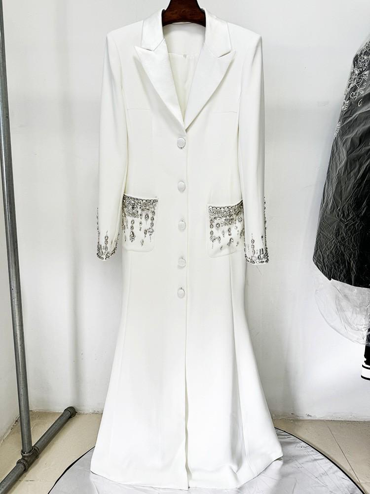 

2026 European & American Star Fashion Beaded Rhinestone Lapel Mermaid Evening Gown M