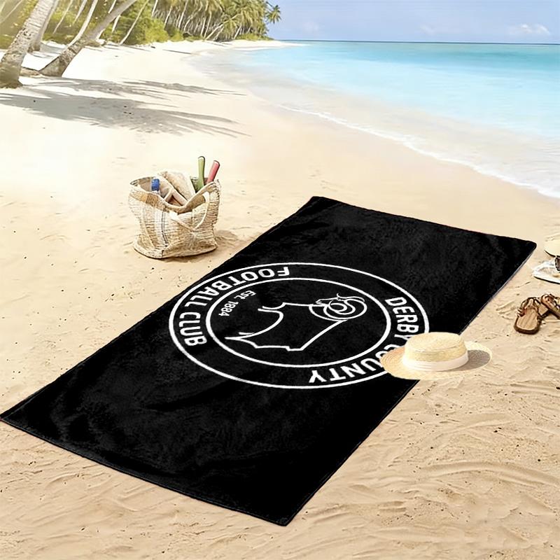 Toalla de Playa Estampada del Derby County F.C., Toalla Grande Suave de Secado Rápido para Playa, Camping, Natación
