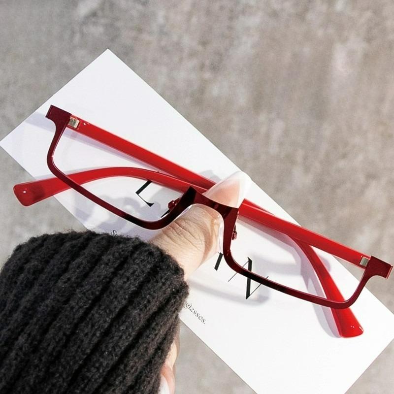 2026 Y2K Japanese Half-Frame Glasses Women Cosplay Red Black Vintage Metal Square No Lense Cosplay Eyeglasses Frame Decoration