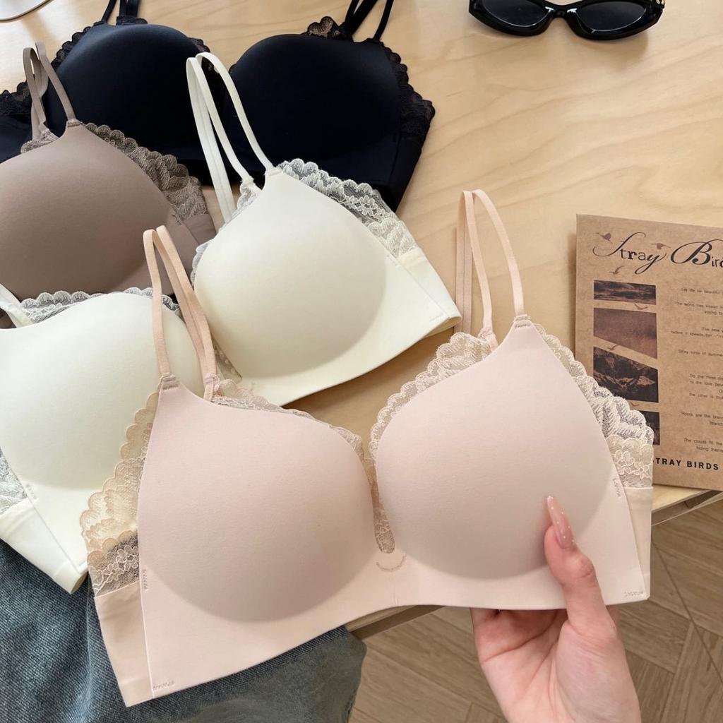 Small breasts show big gathering underwear women's no steel ring sexy lace collection breast anti-sagging seamless bra cover palm cup