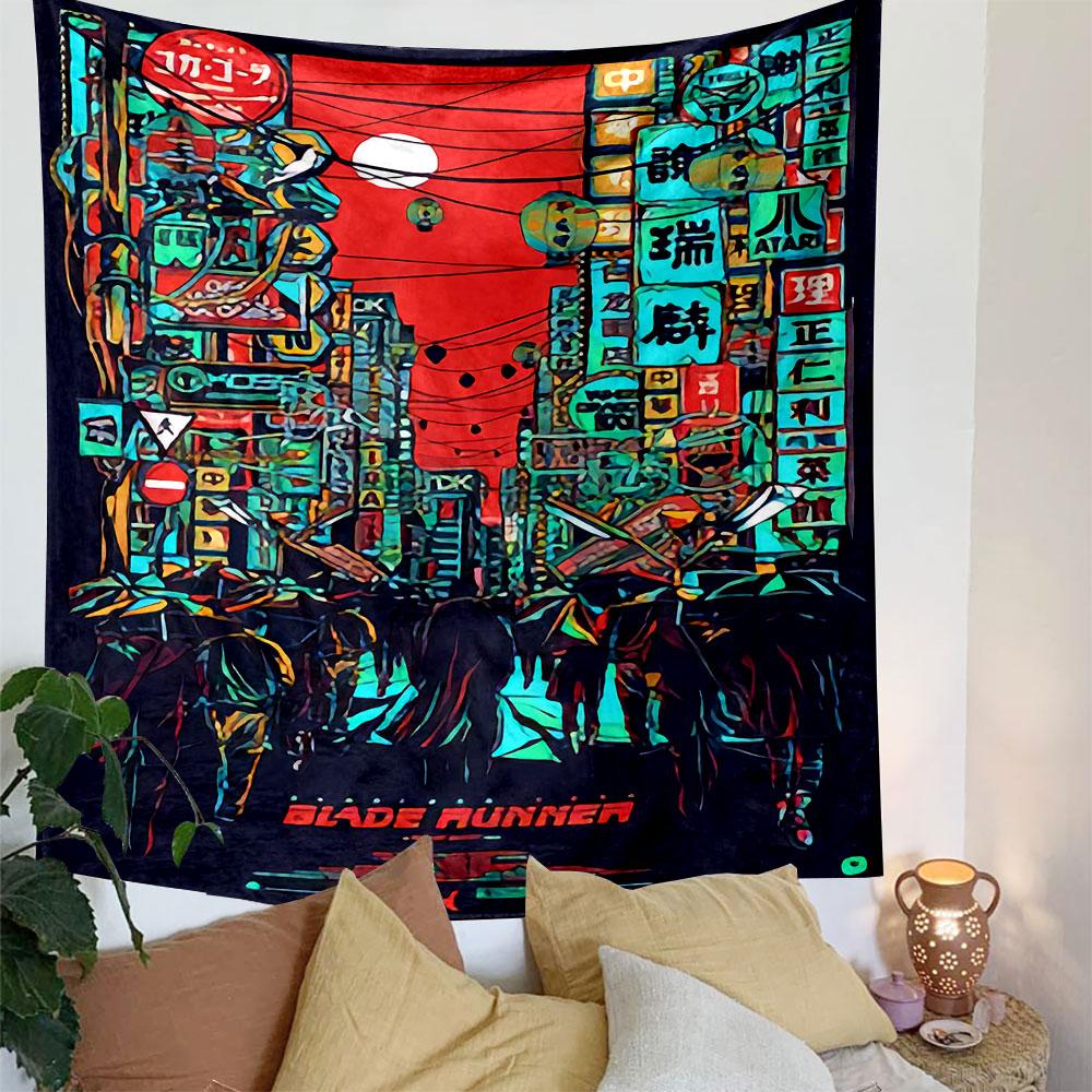 Blade Runner Original Tapestry Wall Hanging, 1982 Sci-Fi Movie Poster Art, Retro Wall Decor for Bedroom Living Room Dorm