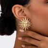 Exaggerated Sunflower Ray Earrings - European & American Hip Hop Party Style