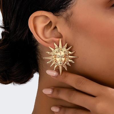 Exaggerated Sunflower Ray Earrings - European & American Hip Hop Party Style