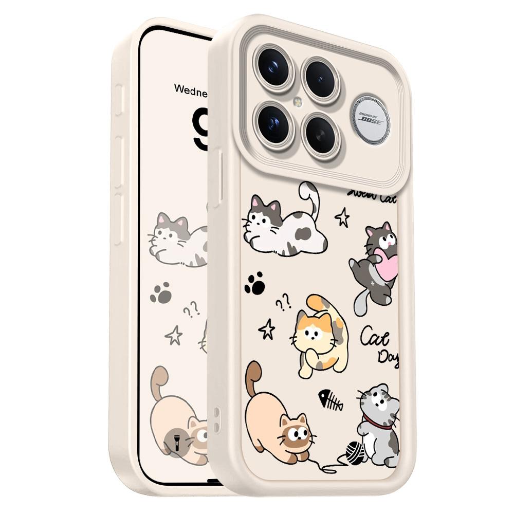 

Playing Cute Cat Phone Case For Xiaomi Poco F8 F7 M7 X7 X6 M6 X5 F5 M5S X4 F4 X3 F3 Pro Ultra 4G 5G Staircase Soft Cover Poco F7 Pro белый