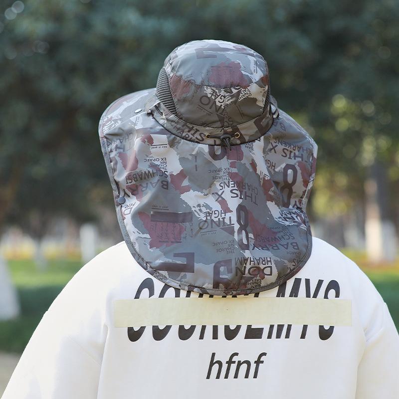 Spring Hat Men's Outdoor Camouflage Bucket Hat Sun Protection Visor Summer Neck Fishing Sun Hat