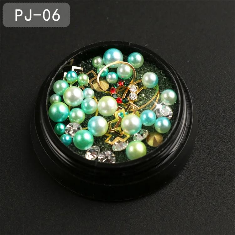 Mixed Colorful Pearl Willow Ding Jewelry with Irregular Small Beads Sparkling Nail Art Decoration DIY Mermaid Nails Products Set