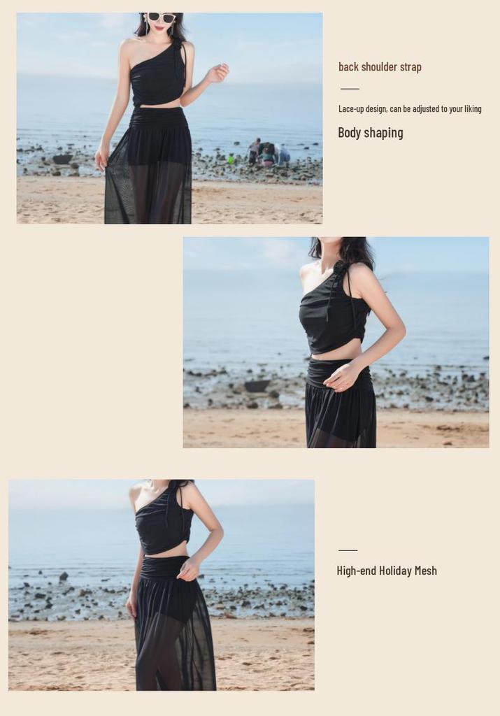 Luxury Red Off-Shoulder Thai Bikini with Long Skirt - Women's Sexy Resort Swimwear