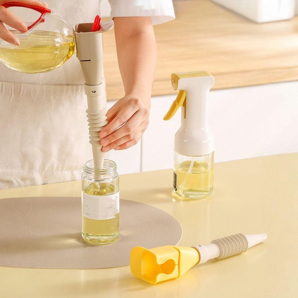 2PCS Wide-mouth Extendable Kitchen Funnel Telescopic Hose Sauce Dispensing Funnel Home