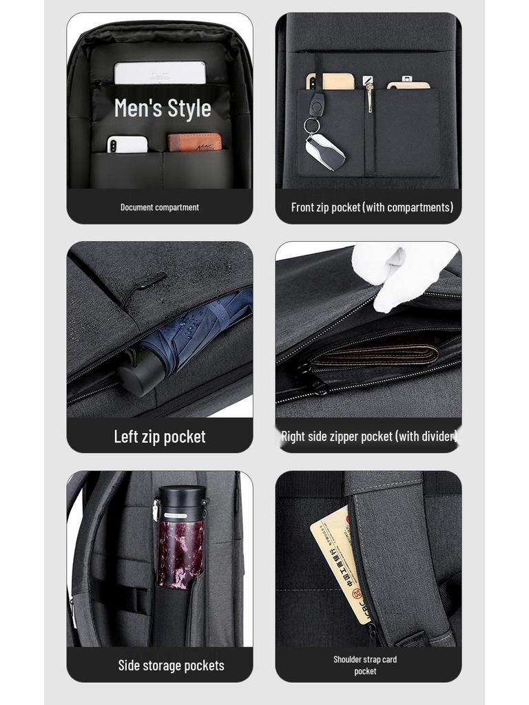 Unisex High-End Business Travel Backpack - Waterproof Laptop & Shoulder Bag