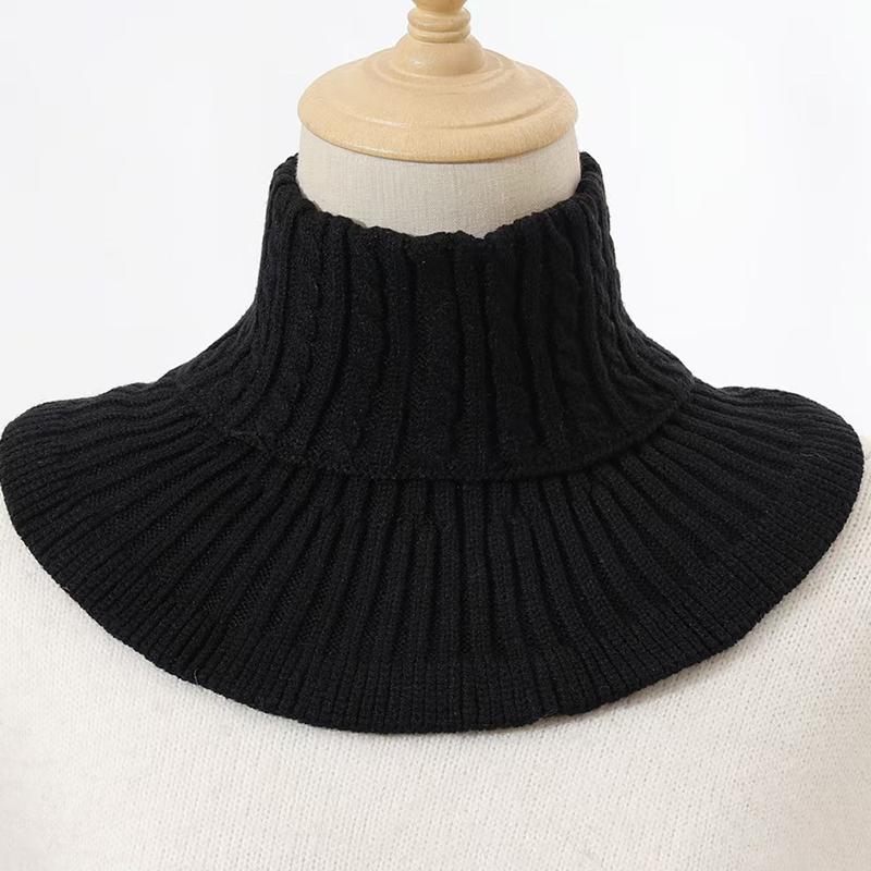 

Зимний съемный хлопковый трикотажный воротник-водолазка для женщин, накладной воротник, теплый чехол для защиты головы и шеи, воротник унисекс чёрный