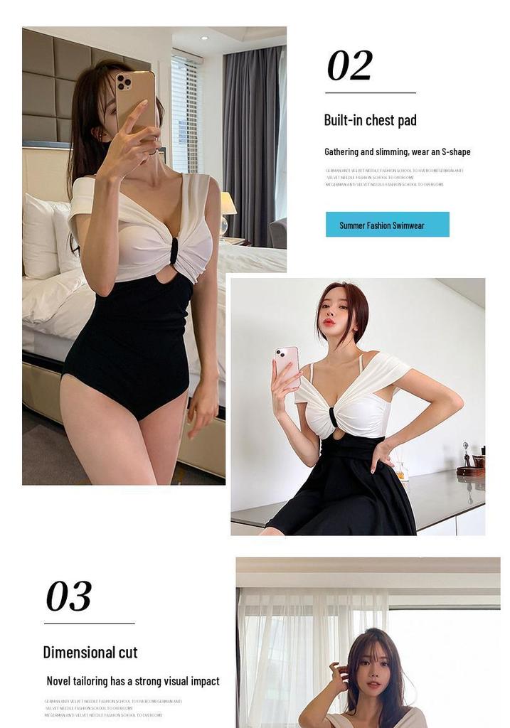 2024 Women's Korean Fairy Style Tummy-Control Backless One-Piece Push-up Swimsuit