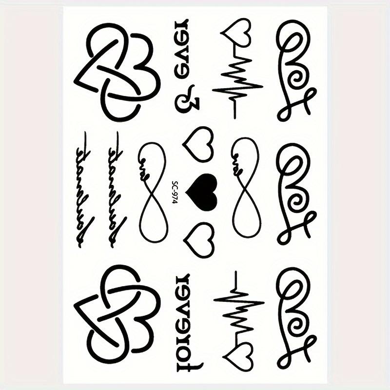 2PCS Men's and Women's Temporary Tattoos, Love and Heartbeat Designs, Waterproof and Lasting Fake Tattoo Stickers Body Art Decals