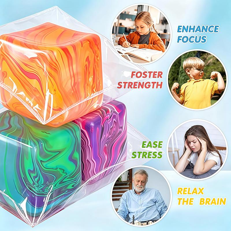 Toys 1 Pack Squishy Tab Handmade Rotating And Squeezing Cube Provide a Relaxing Sensory Fingertip Experience,with Bright Colors
