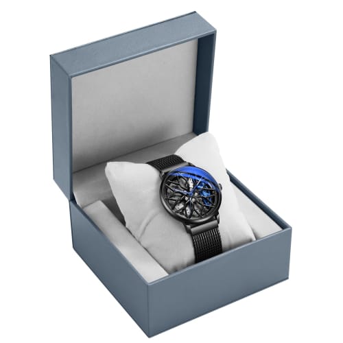 SOLLEN Men's Automatic Car Watch, 3 ATM Water Resistant, Luminous, for Adults and Car Enthusiasts - 42.5mm, Blue, Casual.