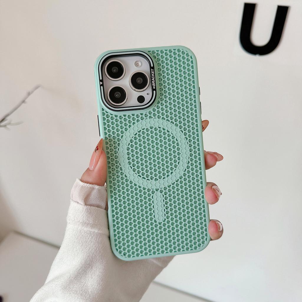 Shockproof Heat Dissipation Phone Case For iPhone 16 Pro Max 15 14 Plus 13 12 11 Pro Max  For Magsafe Metal Lens Stand Back Case