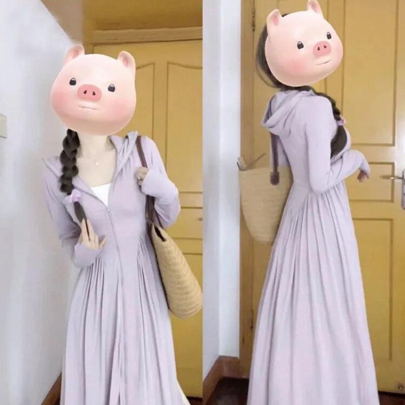 

Жіноча довга сукня з крижаного шовку з захистом від сонця UPF 50+ - Халат, що закриває все тіло, з захистом від ультрафіолету M (80-115 lbs)