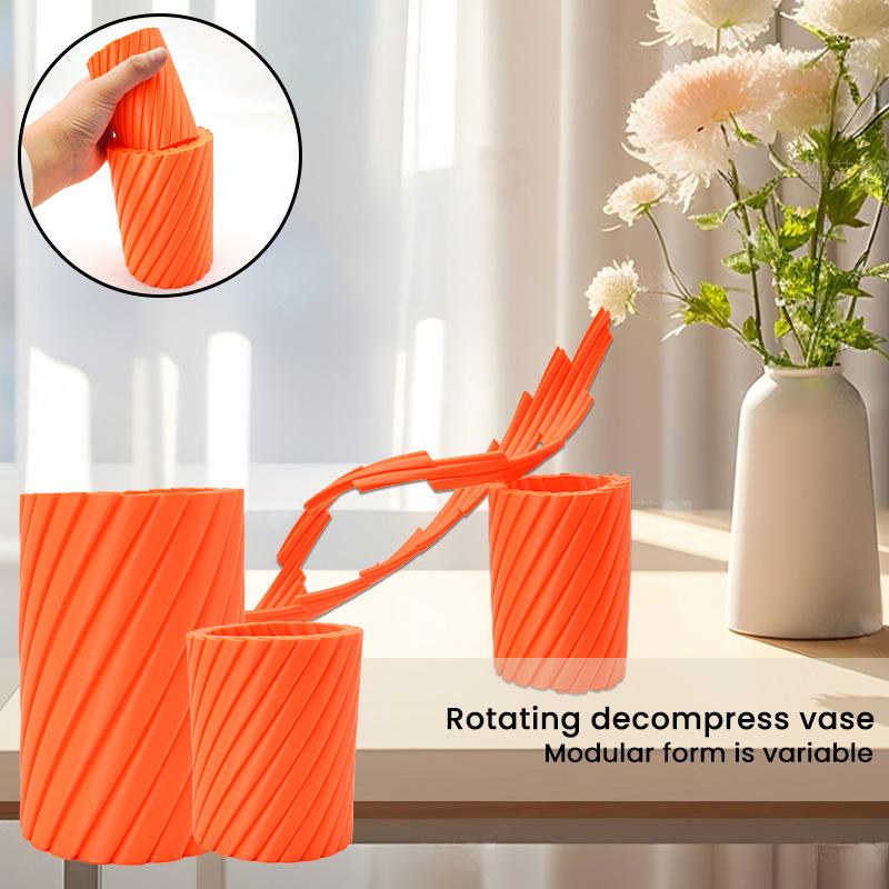 1Pcs Home Decoration Rotating Decompression Vase Creative Rotatable Dustproof Desktop Ornament Safe Material Household