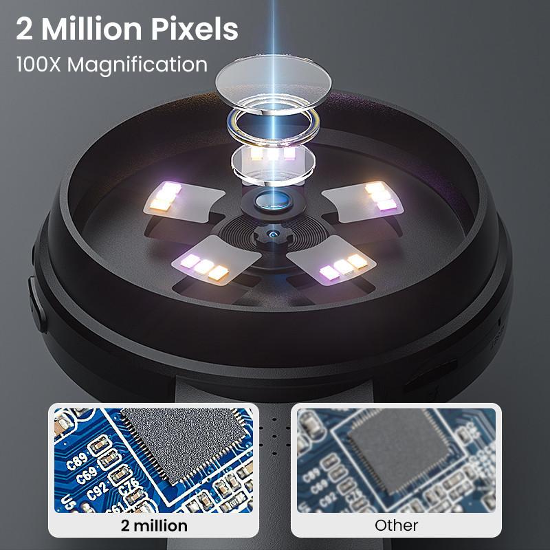 2.8-Inch 100X Analyzing Electronics Repair Digital Magnifier HD Handheld Microscope Magnifying Glass Portable Skin Scalp