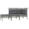 8 piece Garden Lounge Set with Cushions Grey Poly Rattan