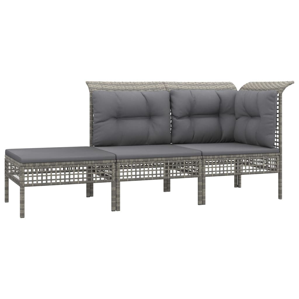 8 piece Garden Lounge Set with Cushions Grey Poly Rattan