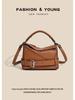 2025 Autumn Geometric Cowhide Crossbody Biker Bag - Large Capacity Genuine Leather Handbag for Women