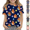 Boys Girls Round Neck Casual Printed Short-sleeved T-shirt Top