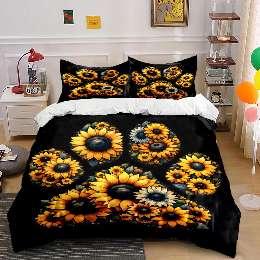 Yellow and orange sunflowers. Bedding sets Duvet cover sets Duvet covers Pillowcases(1* Duvet Cover 2* Pillowcases without duvet insert)
