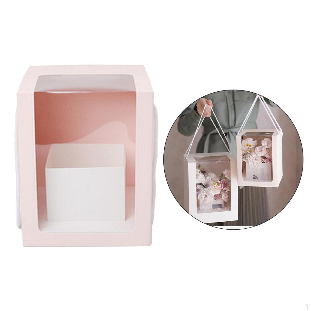 Flower Gift Paper Packaging Boxes Clear Window Wedding Baby Shower Favors
