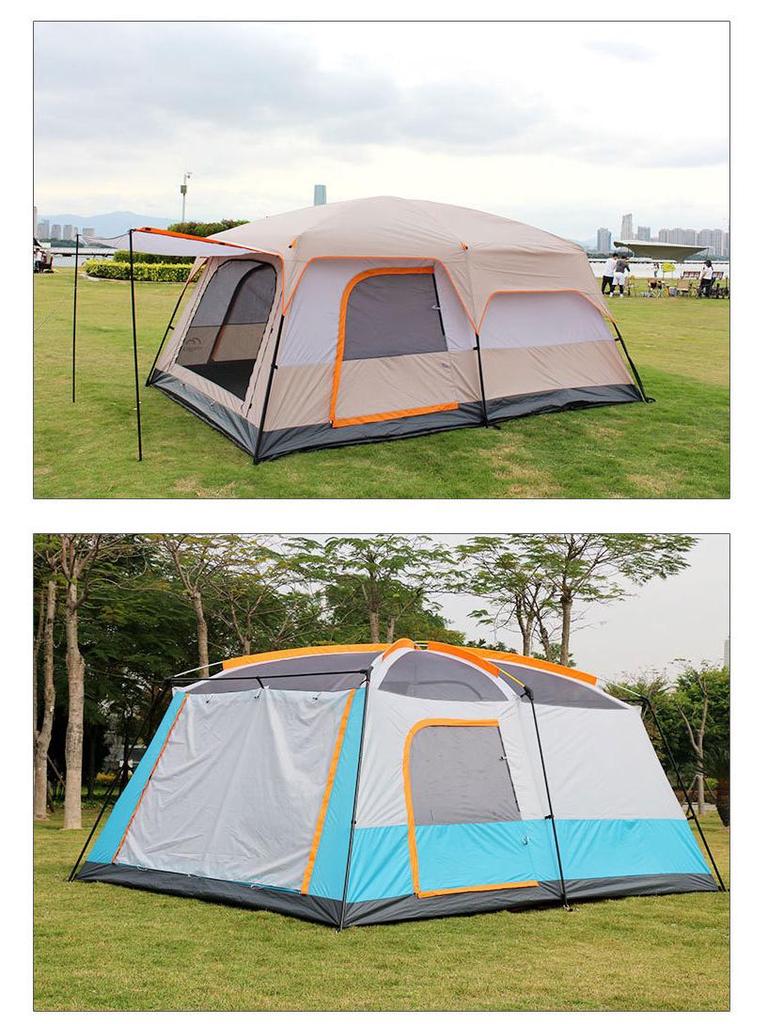 Prostorný luxusní kempingový stan pro více osob: Dva pokoje, obytný prostor, pro 4, 8 nebo 10 osob, silný voděodolný design