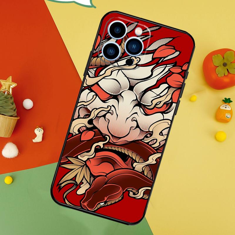 Japanese Hannya Oni Mask Phone Case For iPhone 17 Pro Max 16 15 14 12 11 13 Pro Max Plus 12 13 Mini 16e 17 Air Cover