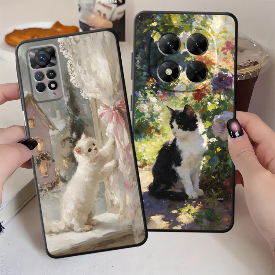 Cartoon Cute Cat Case for Xiaomi Redmi Note 14 12 11 9 8 7 A1 12C 13C A4 A5 K80 10 A3 14C 13 Pro Plus Phone Cover K40 A1 A2