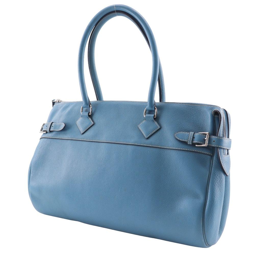 Hermes Atlas 42 Tote Bag Boston Bag Blue Gene SilverHardware Taurillon Clemence Unisex Used