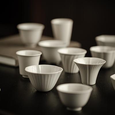 White Teacups Creative Retro Handmade Ceramic Tea Mug Chinese Kung Fu Gongfu Tasting Master Cup Tea Ceremony Teaware Drinkware