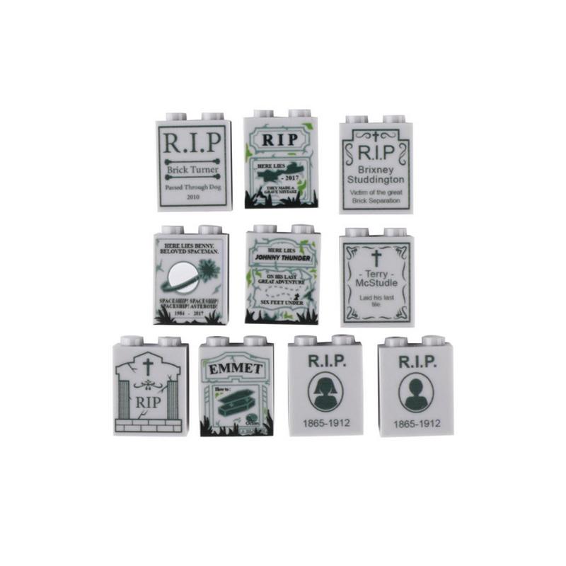 Halloween City Building Blocks Accessories Set Character Scene Tombstone Cemetery Model Toy Plant Mouse Bat Mini Brick Gift K043
